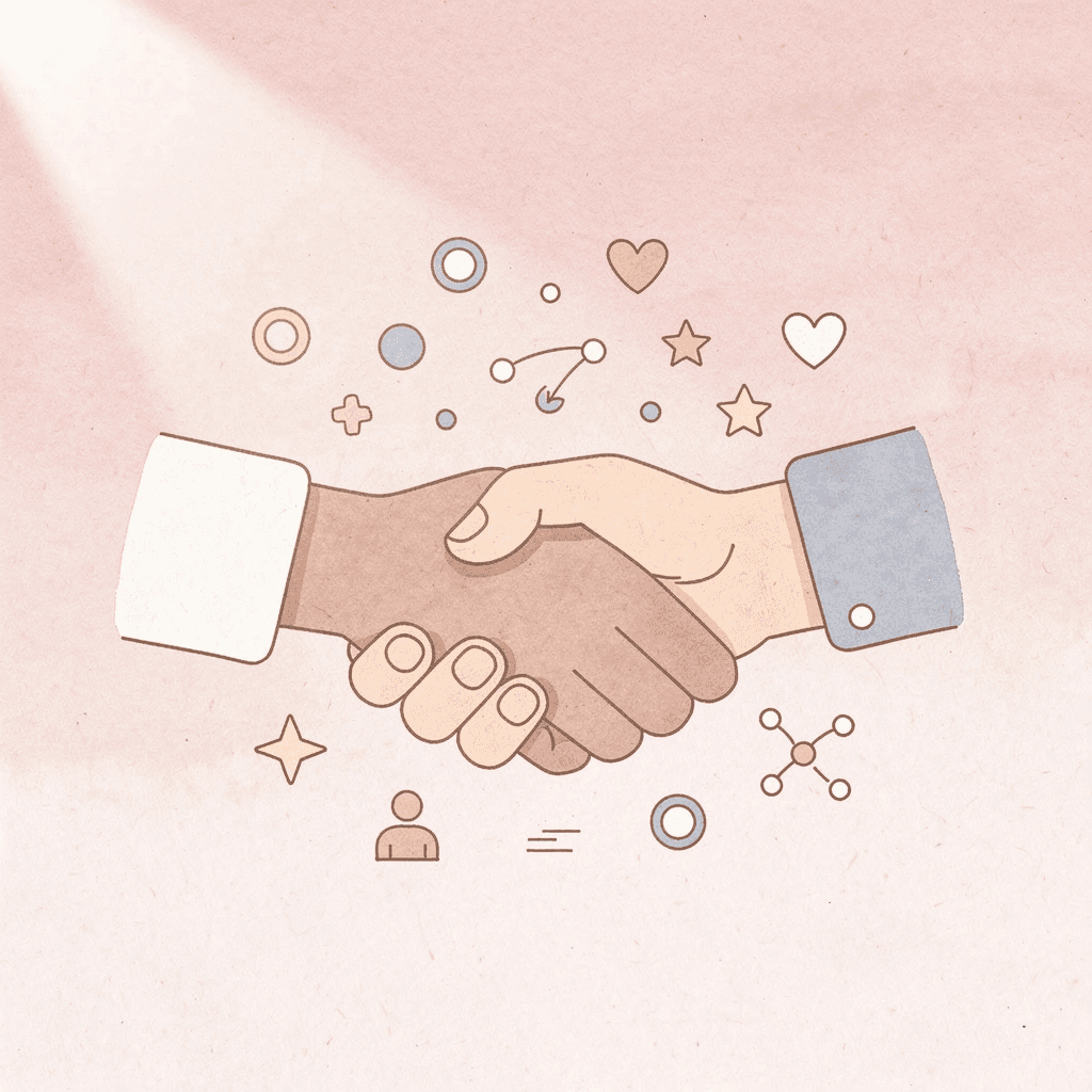 Handshake scene with floating payment and contract icons representing international employment agreements - How to Hire International Employees