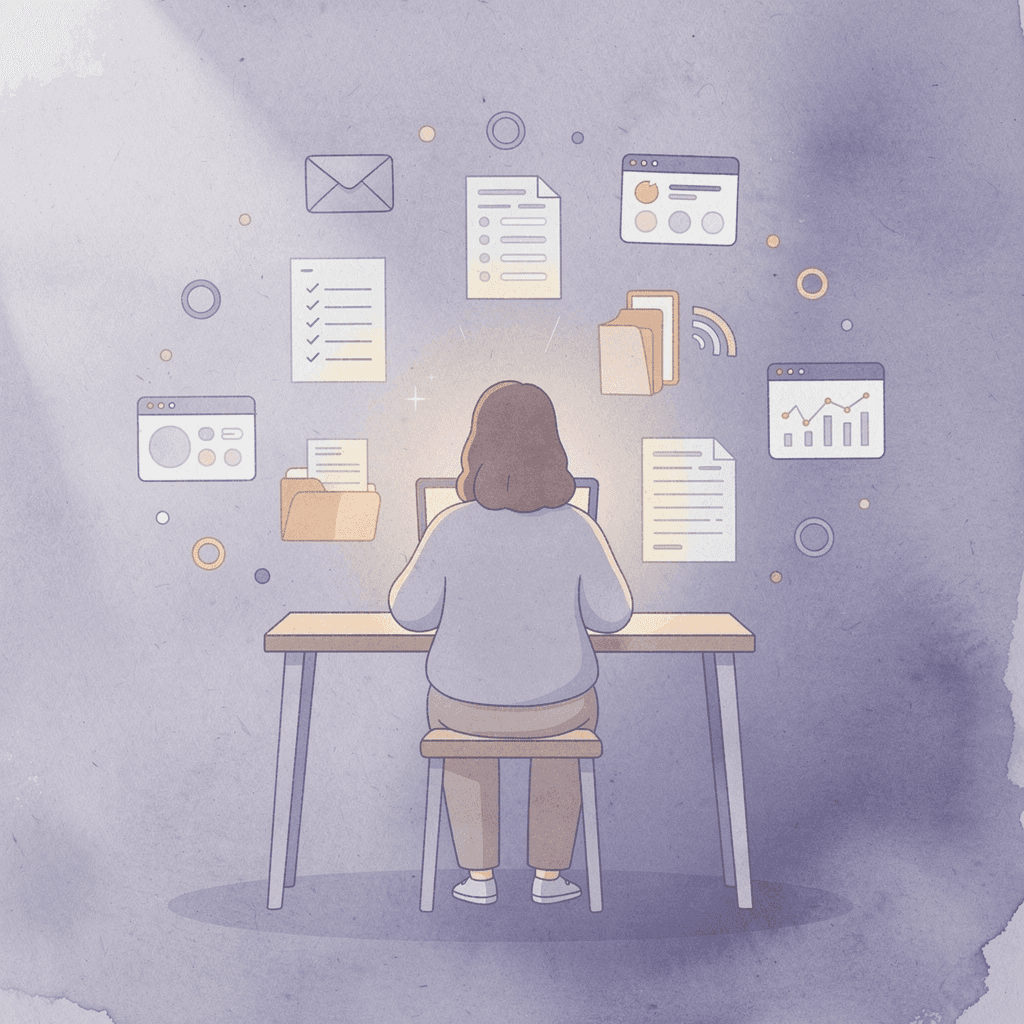  Freelancer working at desk with automated tracking system interface
