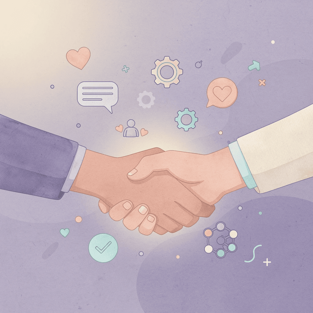 Handshake scene representing trust between companies and the Ontop platform