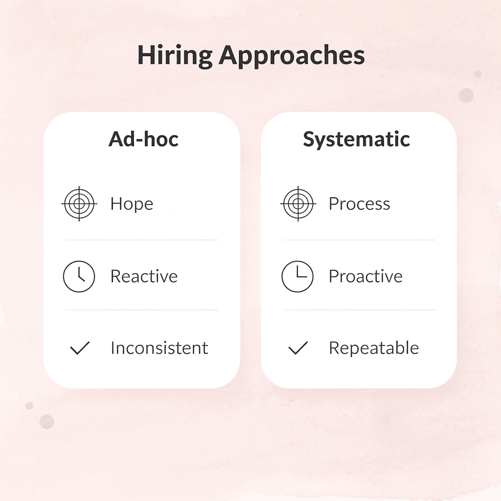 Comparison between ad-hoc and systematic hiring approaches