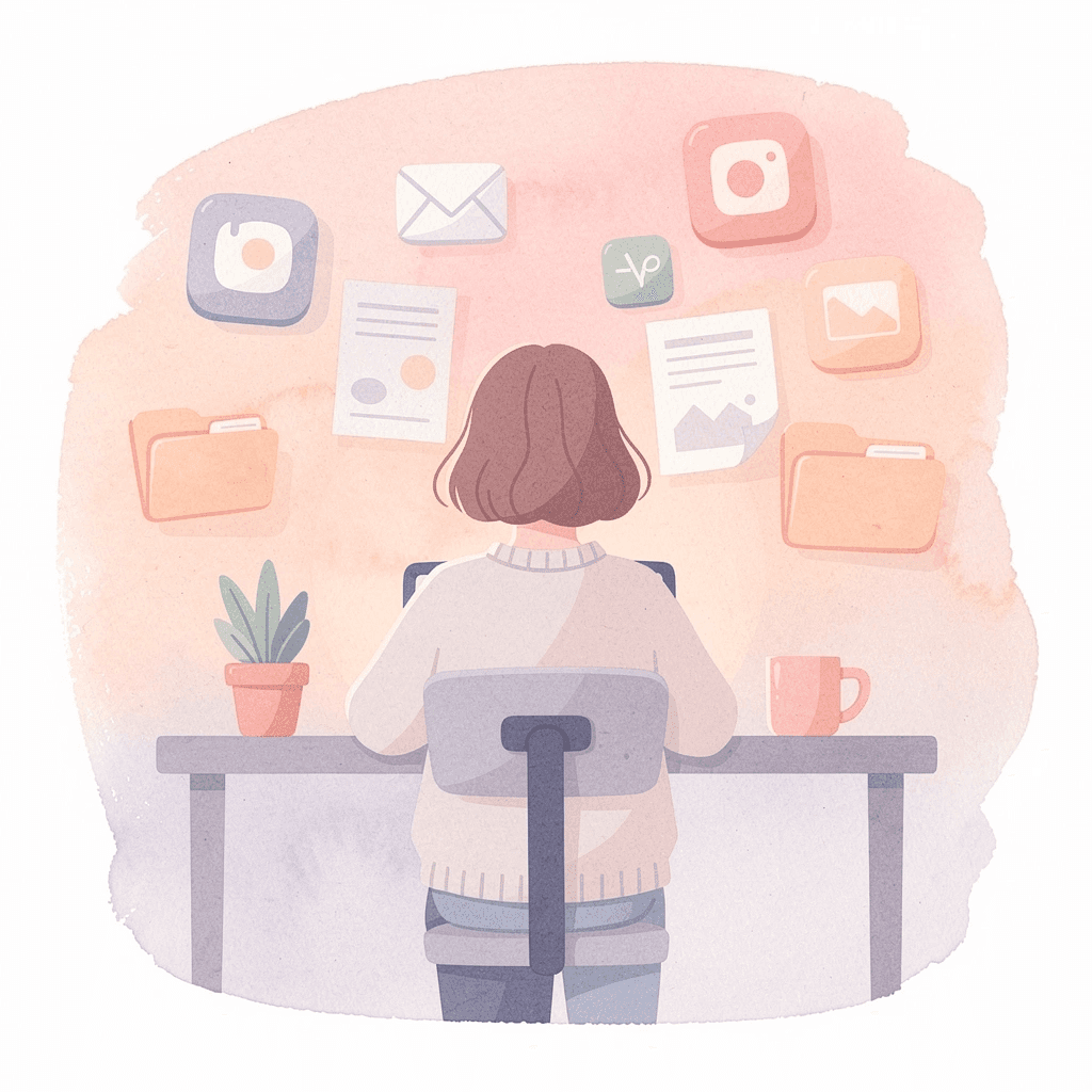 Scene illustration of remote work management with global team elements