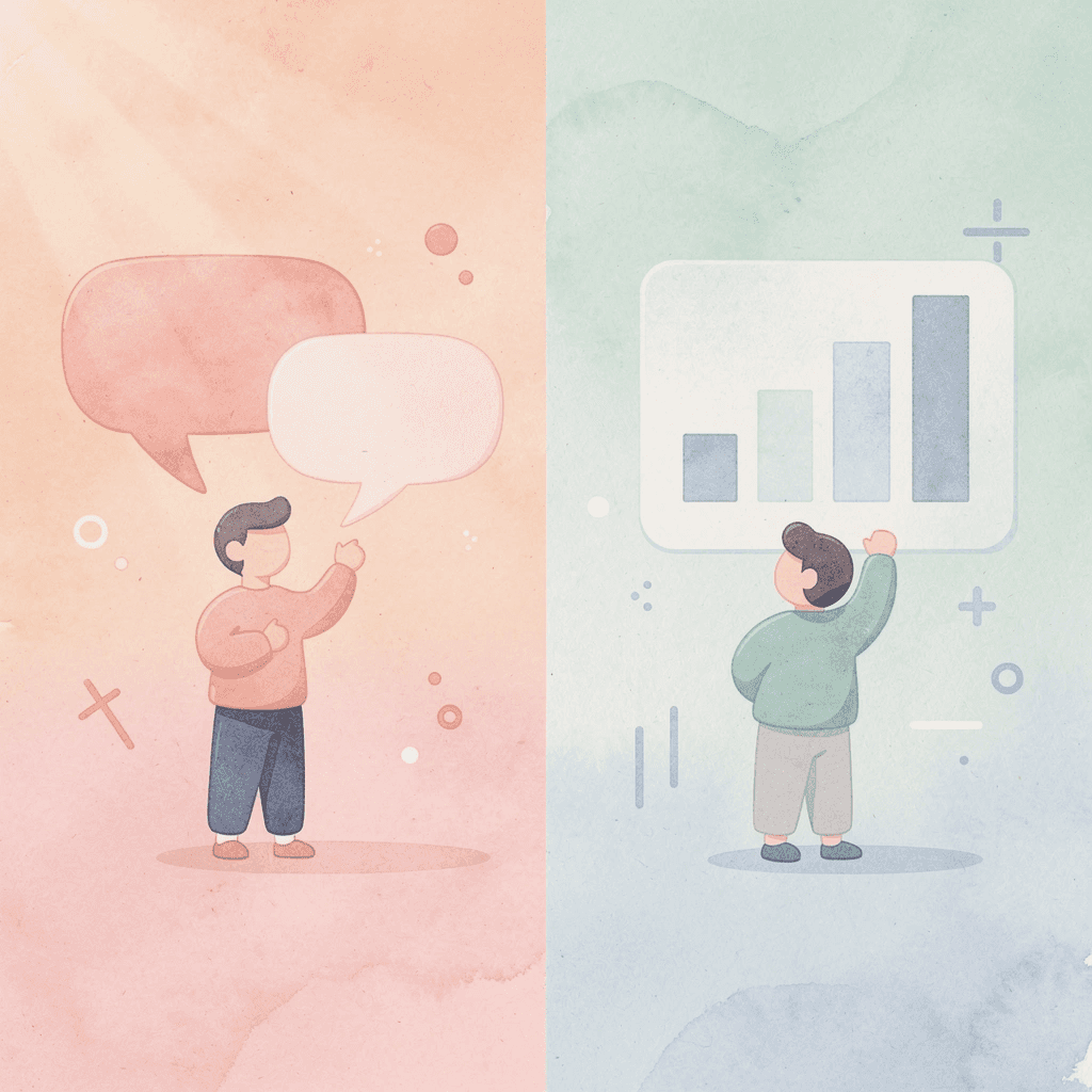 Split scene illustration showing the gap between intention and execution in global hiring