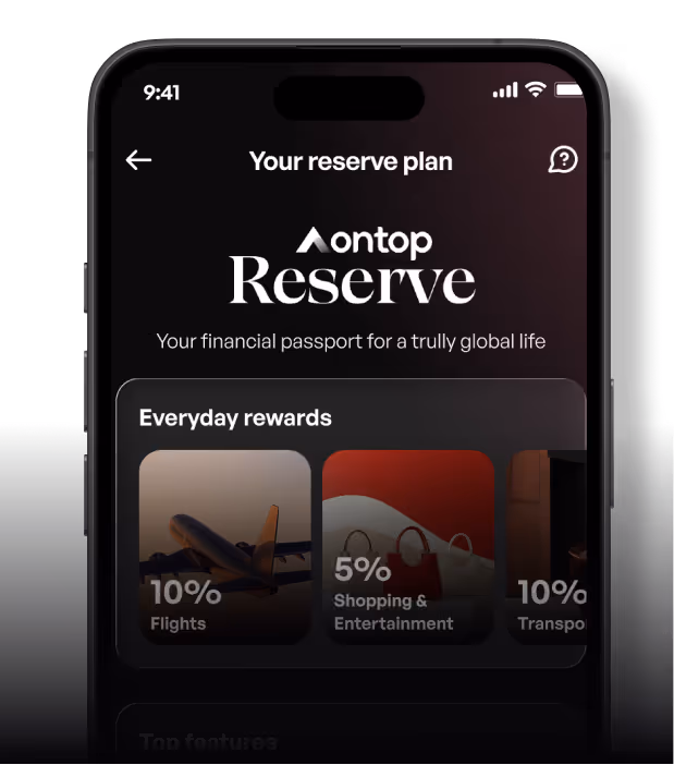Ontop Reserve rewards dashboard within the payroll software app.