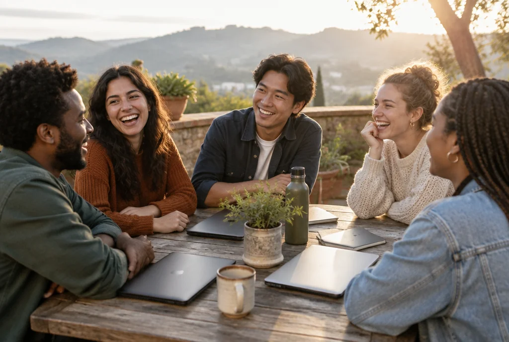 Friends sharing a table