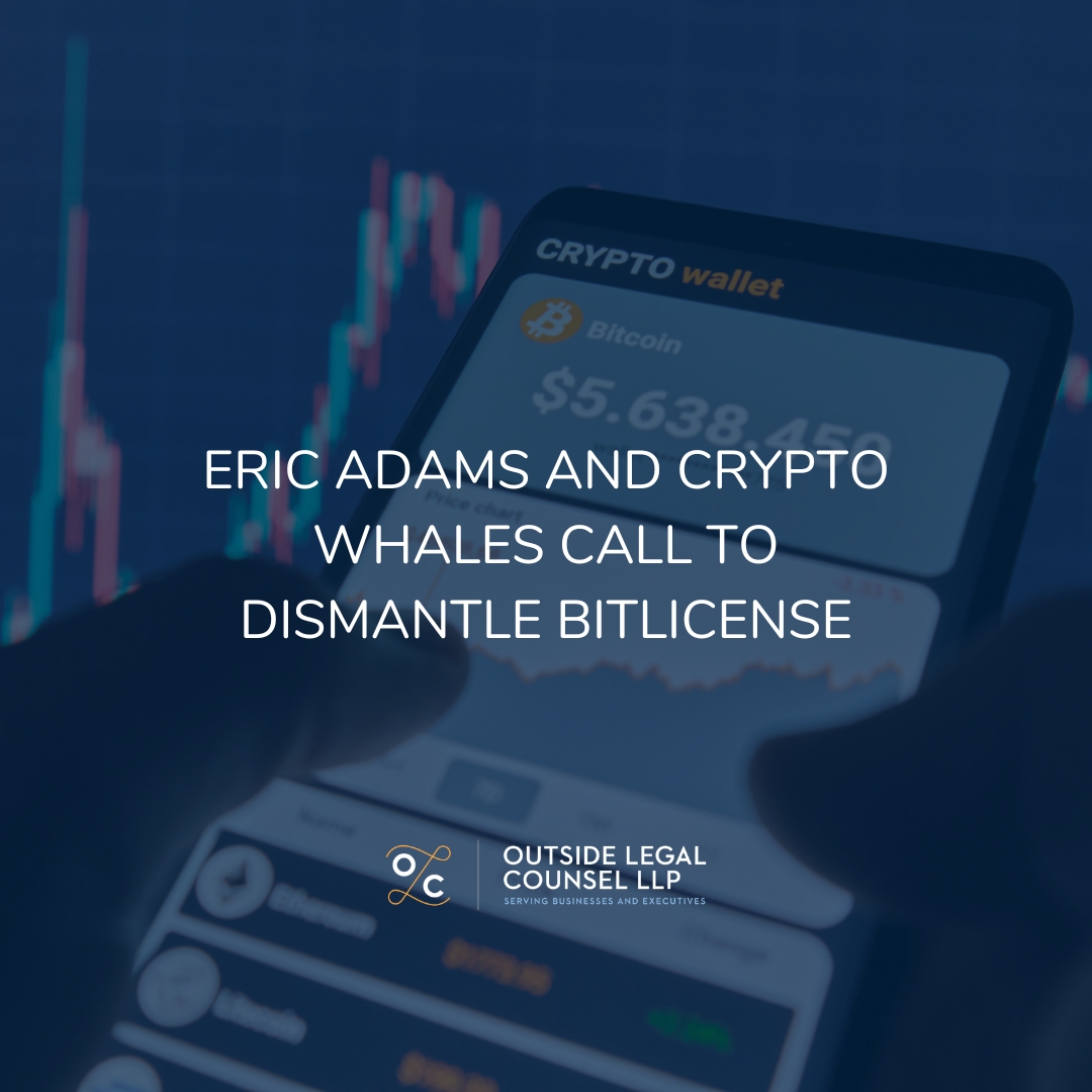 Decorative image with headline: Eric Adams and Crypto Whales Call to Dismantle BitLicense