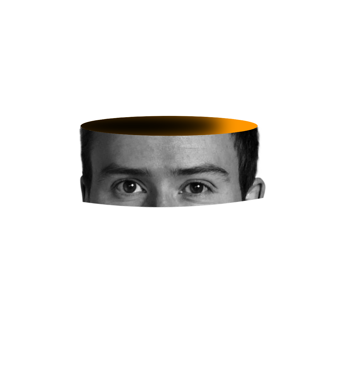 Teil einer grafischen Fotomanipulation. Die Augen von Mads Rechenburg.