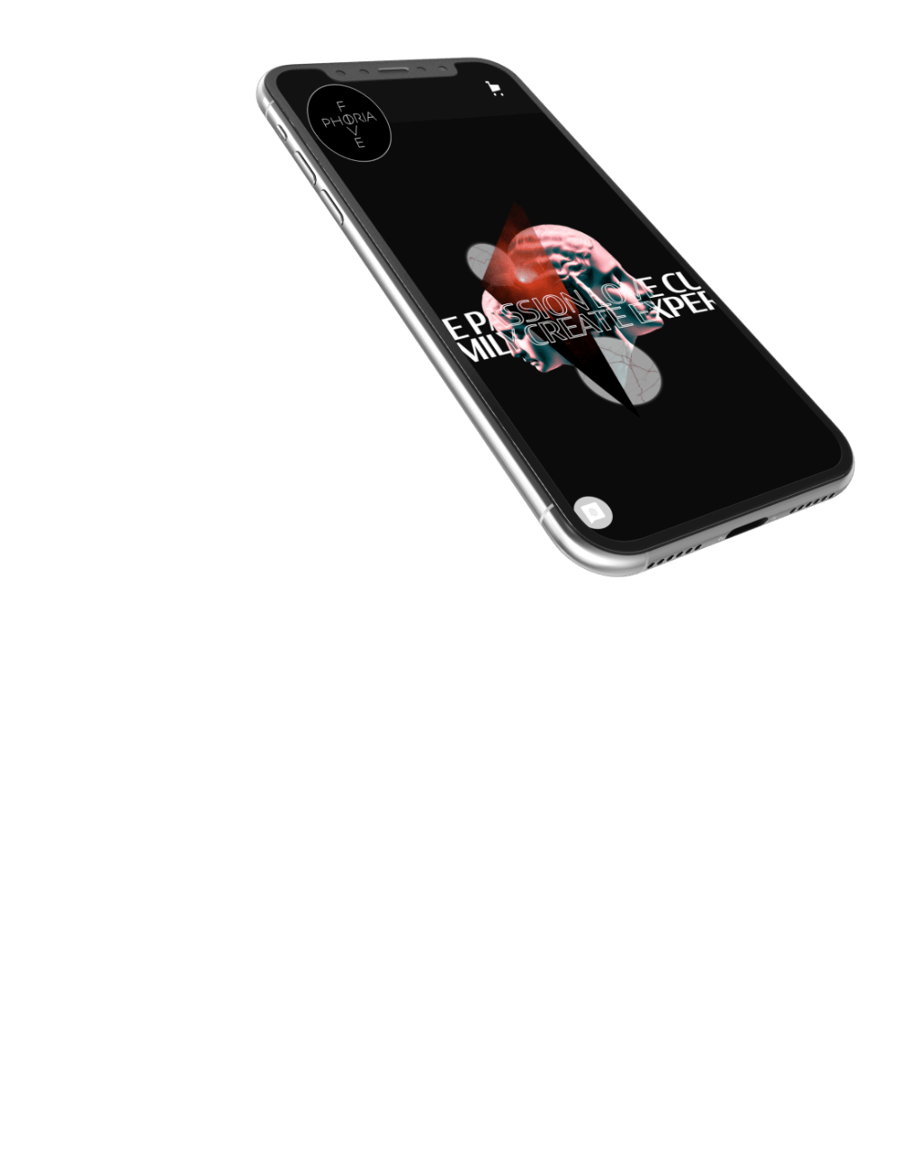 Smartphone zeigt die Homepage von Fivephoria.