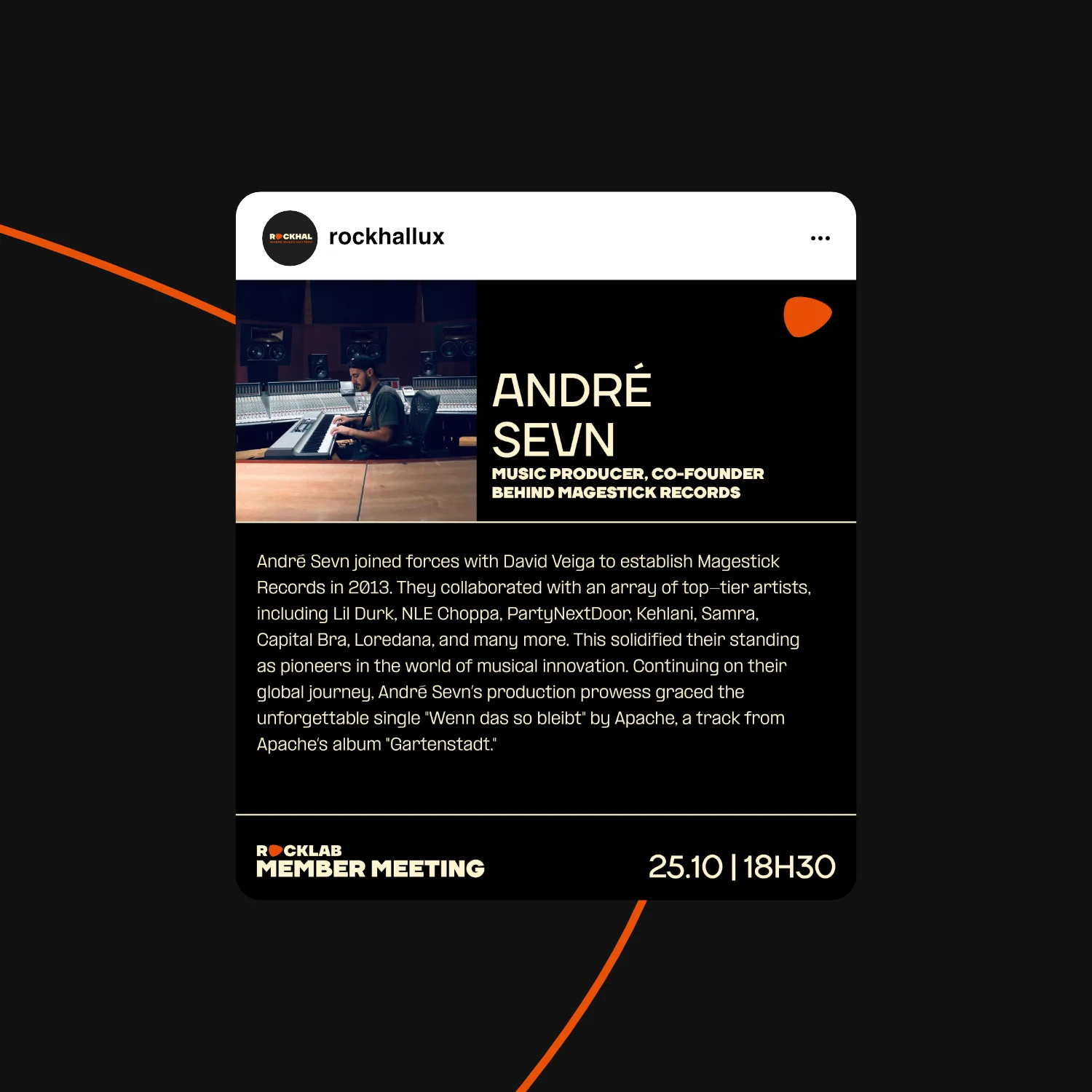 Post instagram pour les Rocklab Member Meeting