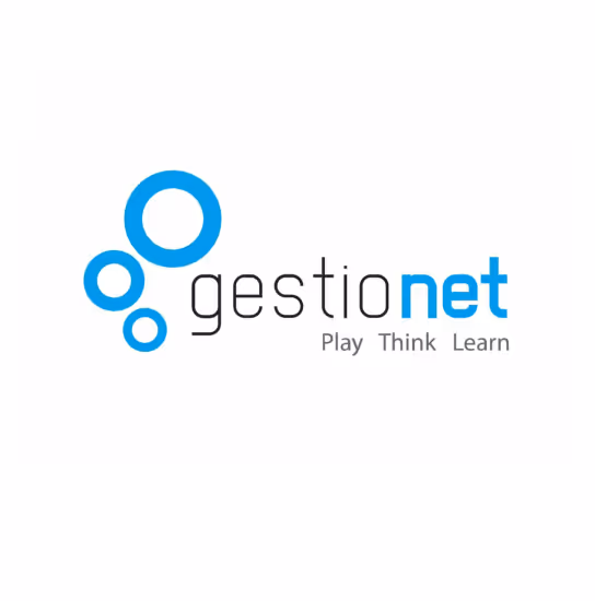 Gestionet logo with three blue circles to the left and the text 'gestionet' followed by the tagline 'Play Think Learn'.