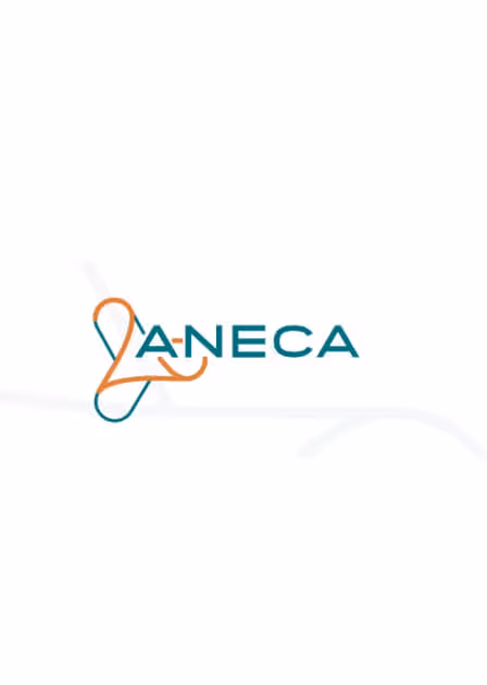 Logo with stylized orange and teal stethoscope forming the letter L followed by the text ANECA in teal capital letters.