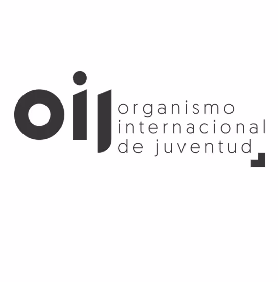 Logo with stylized letters 'oij' followed by the text 'organismo internacional de juventud' in lowercase.