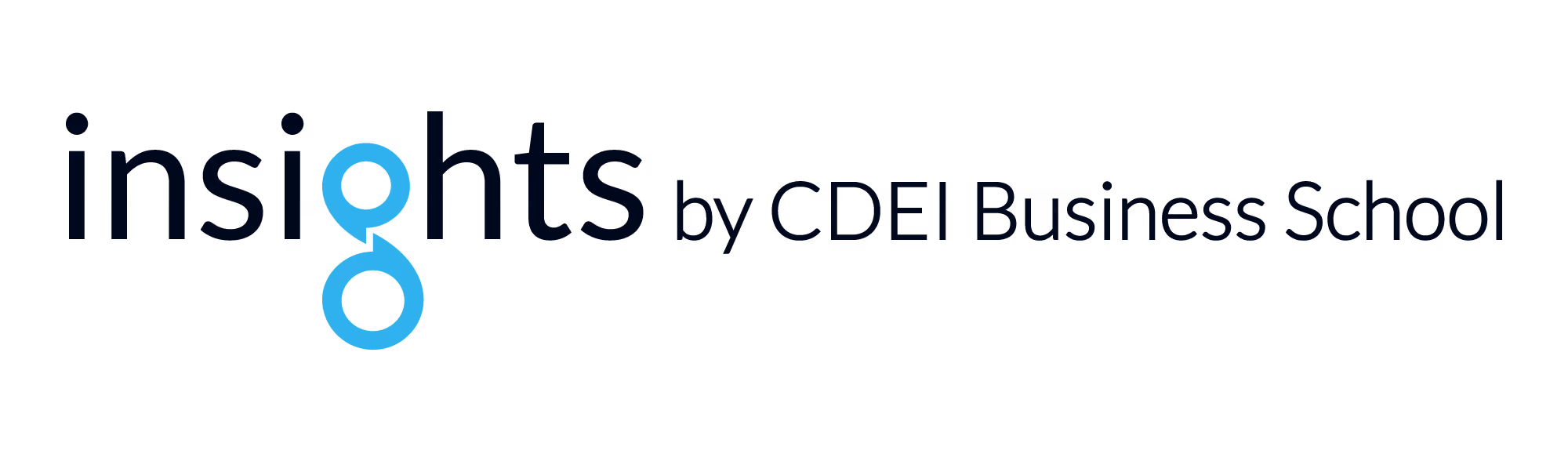 Logo reading 'insights by CDEI Business School' with stylized blue letter 'g' connecting two circles.