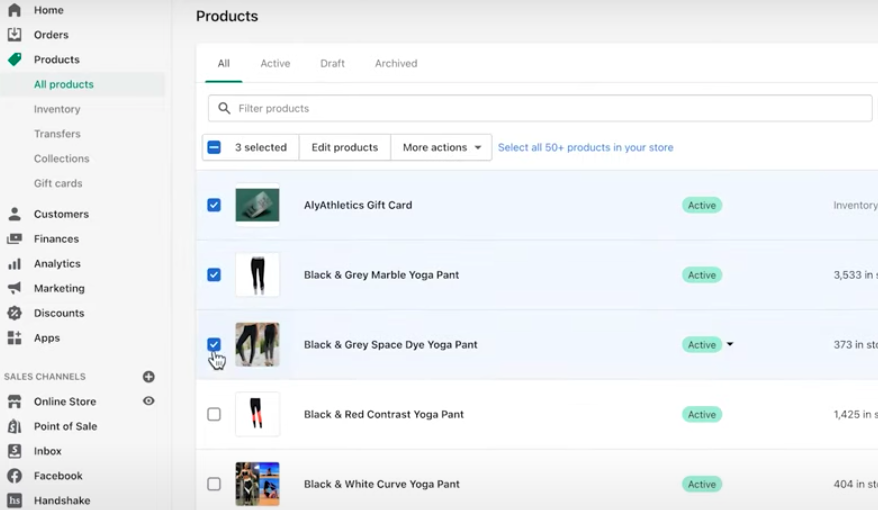 select products from admin