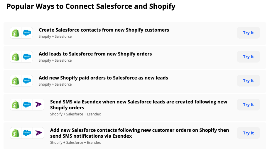 Popular ways to connect Salesforce and Shopify