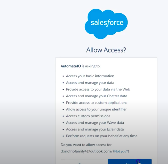 Allows access to salesforce