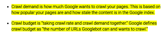 crawl demand and crawl budget