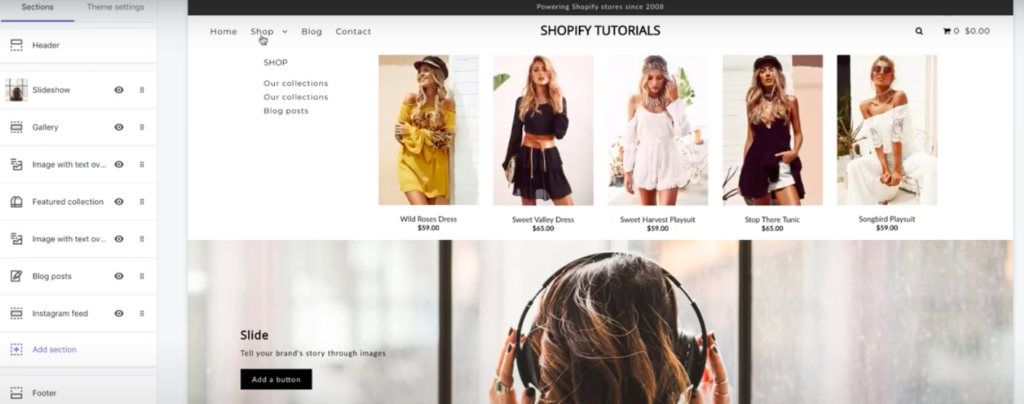 Shopify menu with images