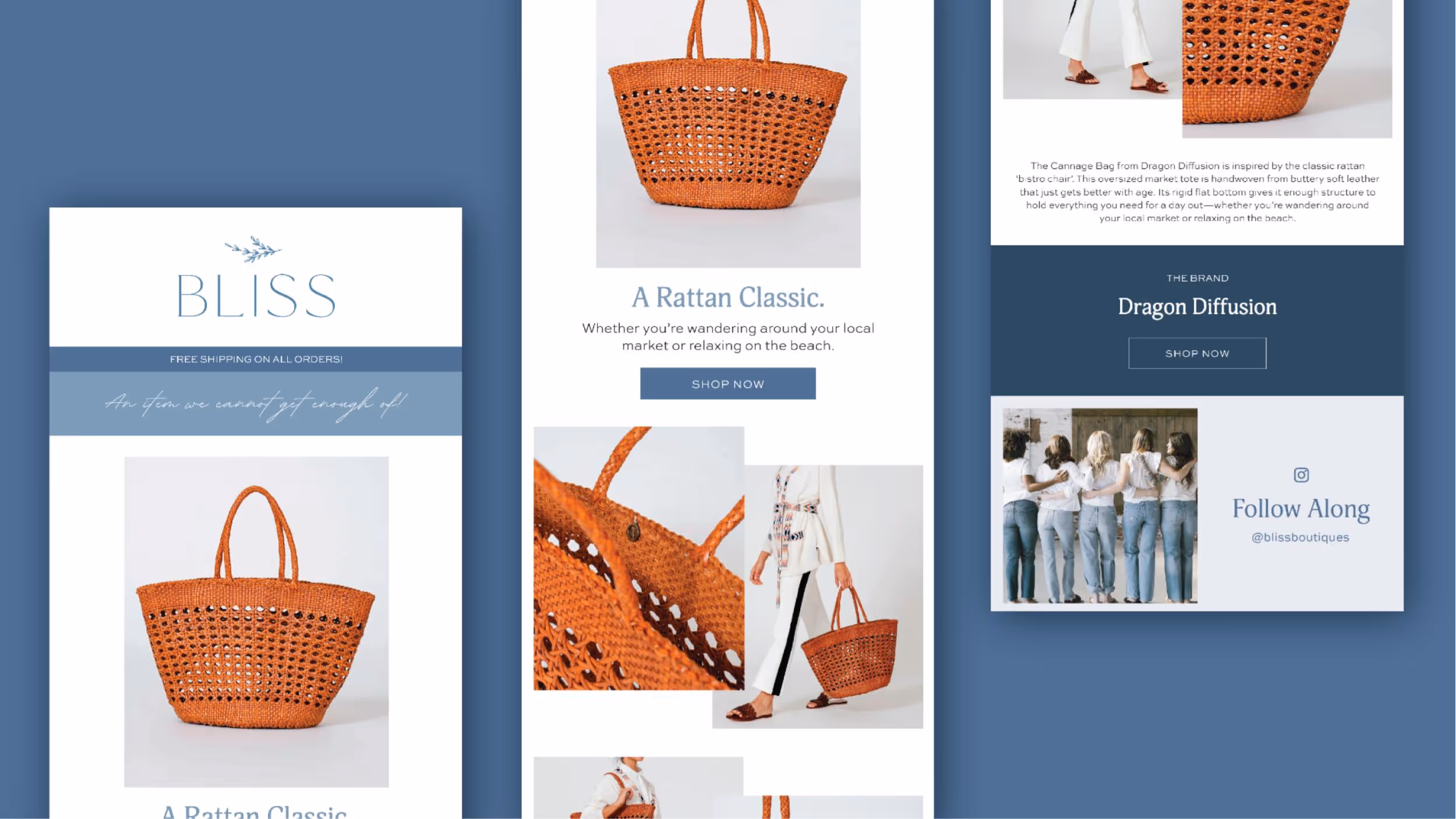 Orange woven rattan beach bag with open-weave design