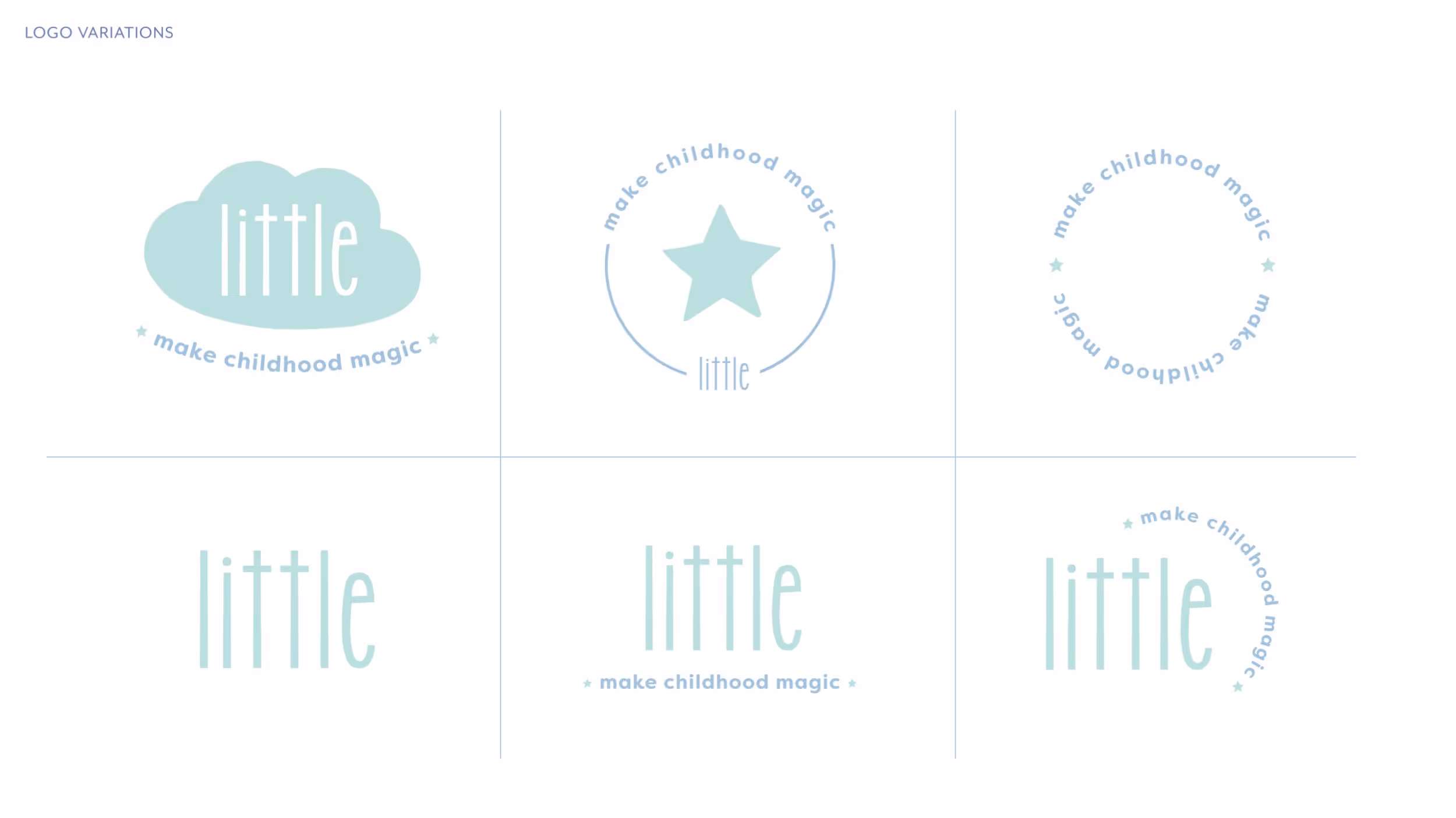 Logo variations for Little brand with cloud and star design in mint green