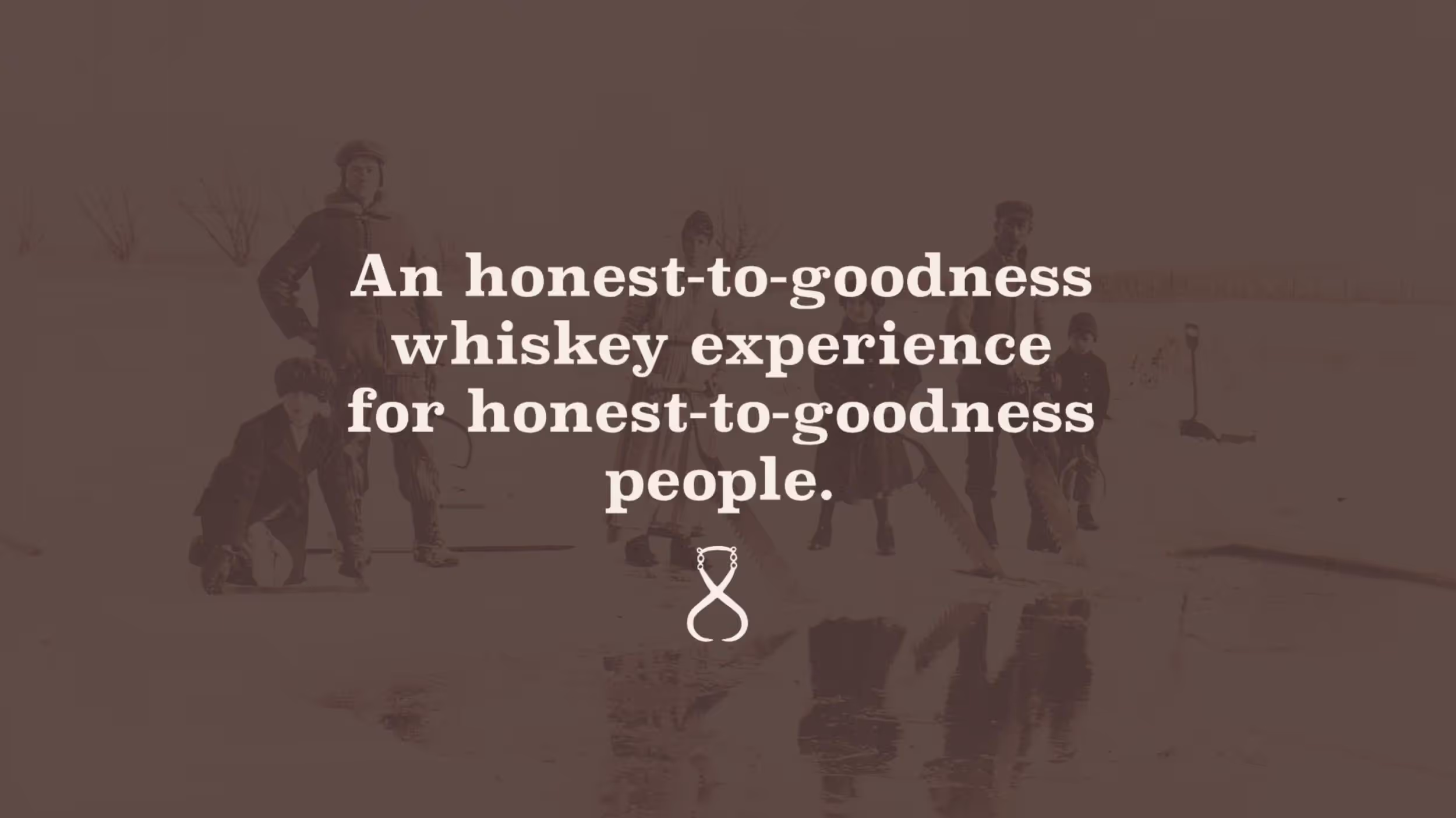 Vintage whiskey advertisement with silhouetted figures and brand slogan