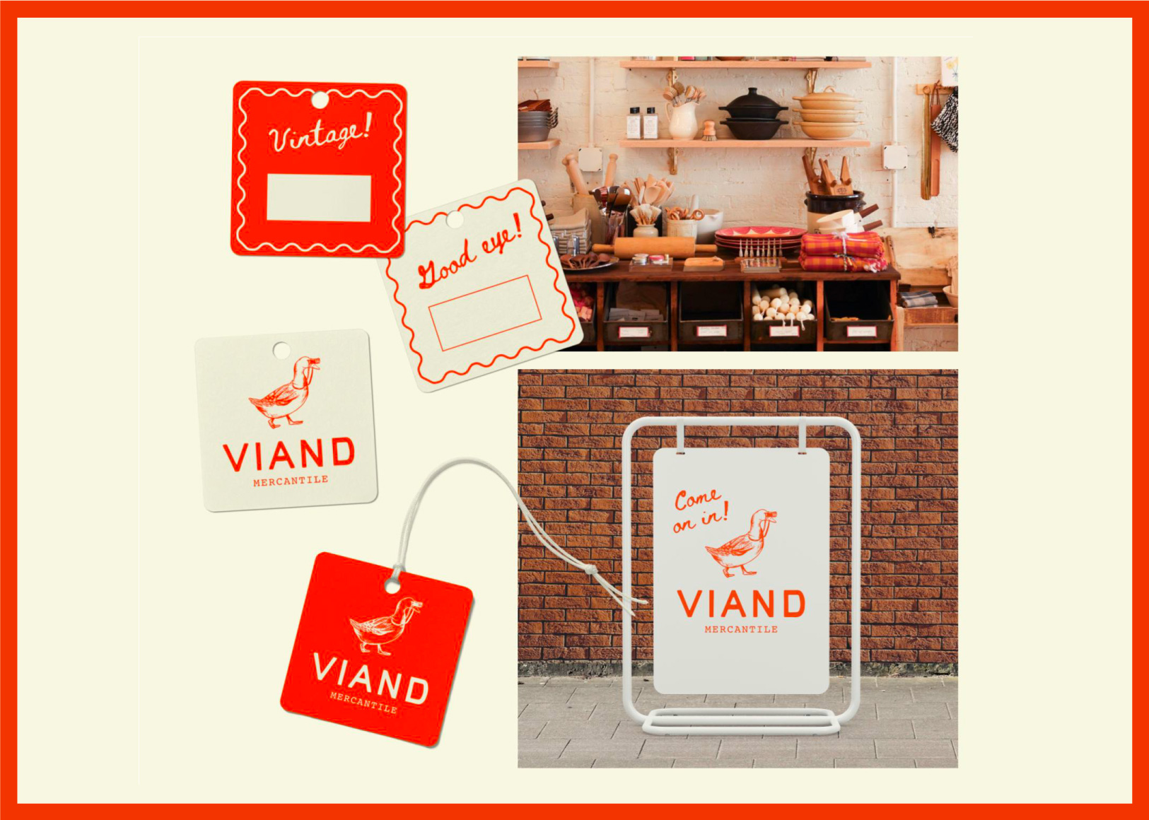 Viand Mercantile branded shopping bags and packaging