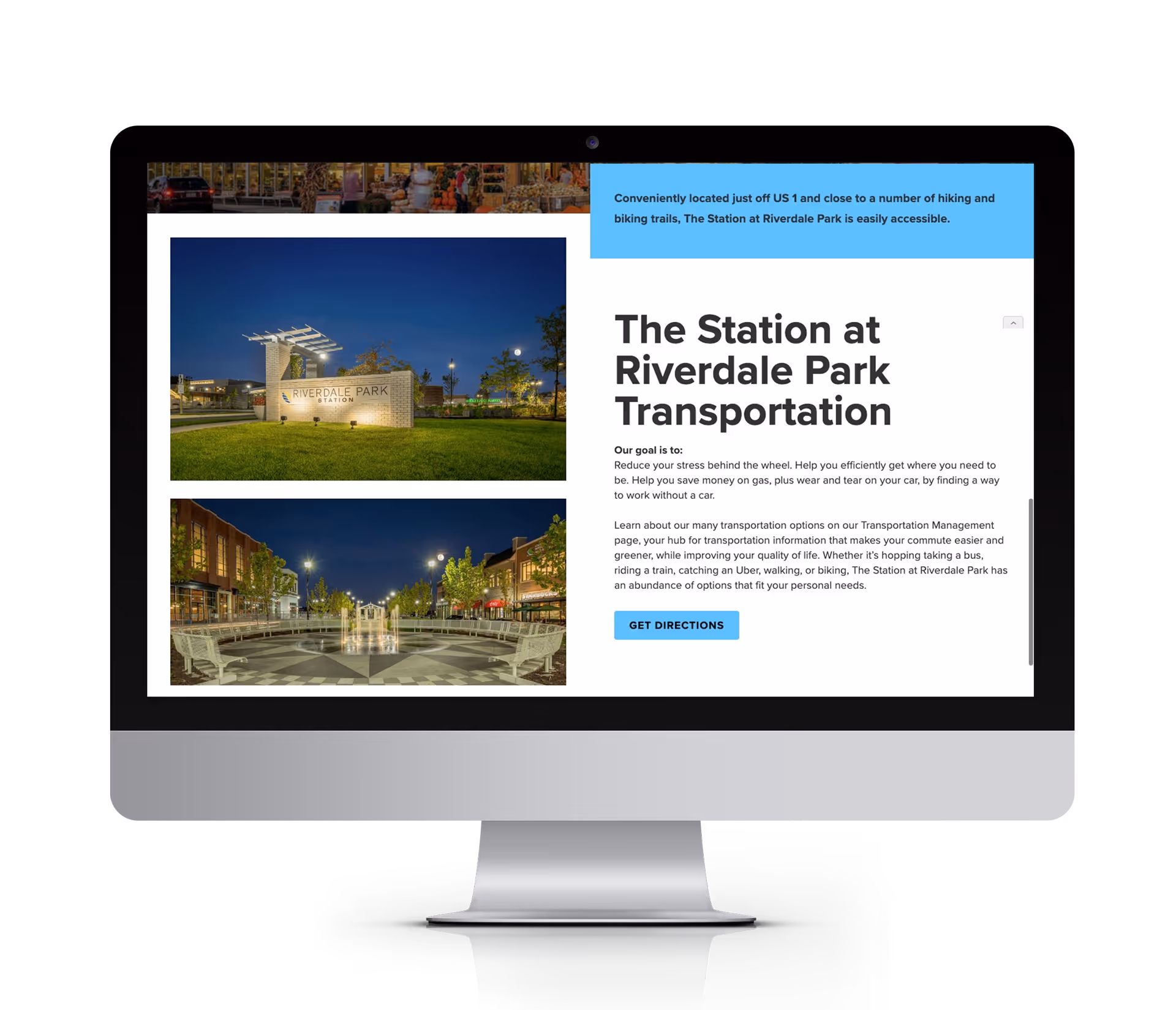 The Station at Riverdale Park interactive site map showing amenities