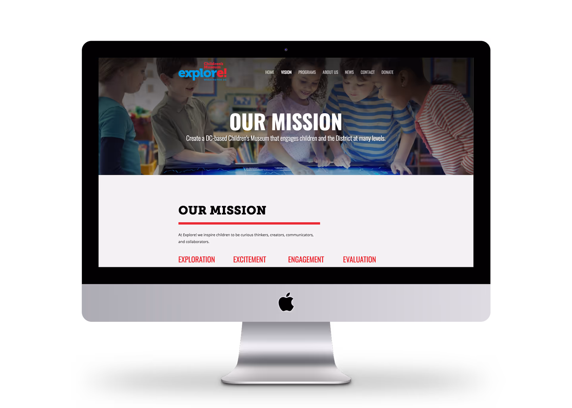 Explore! Children's Museum website activities page with educational content