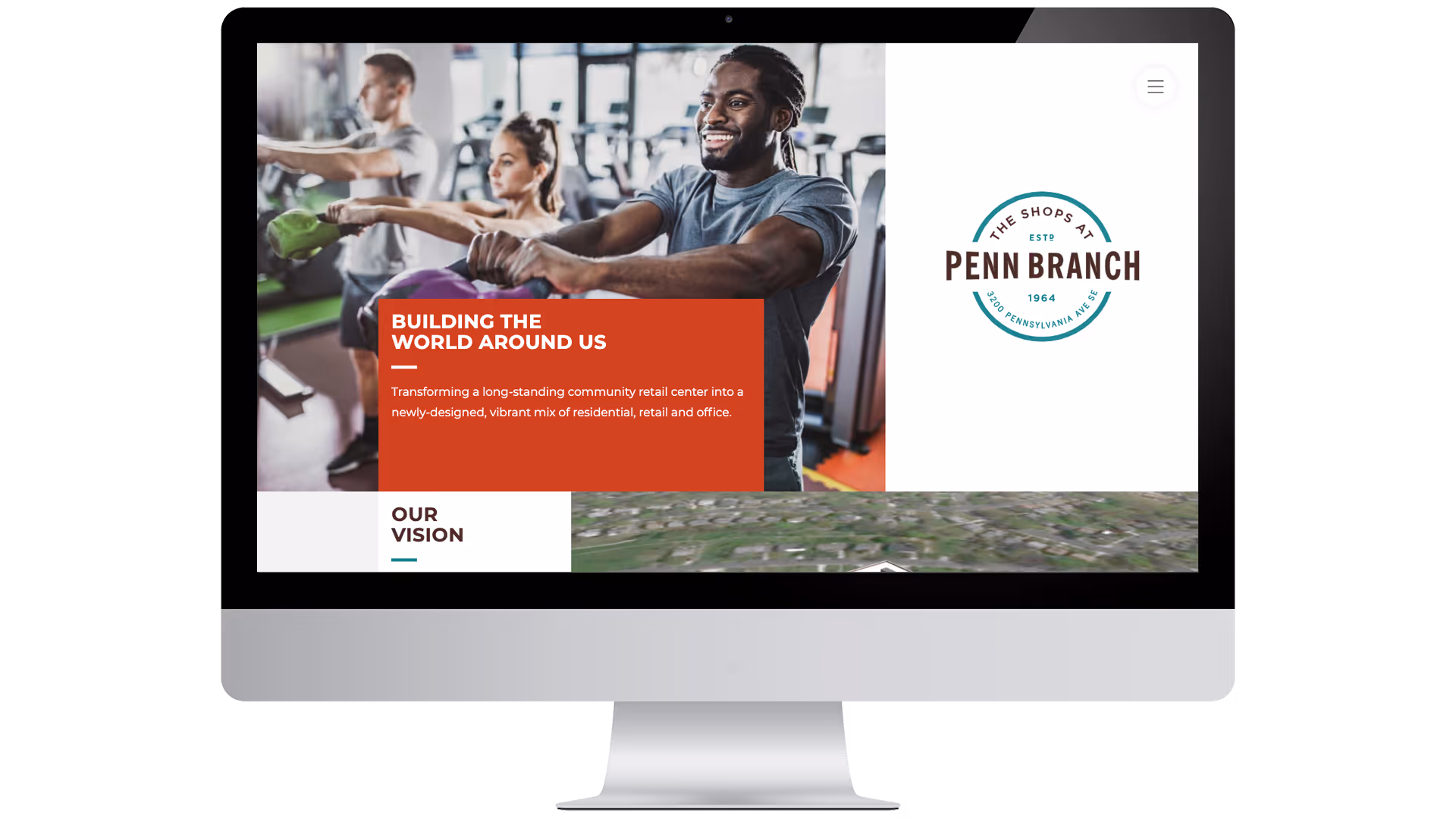 The Shops at Penn Branch website homepage with branding and neighborhood information