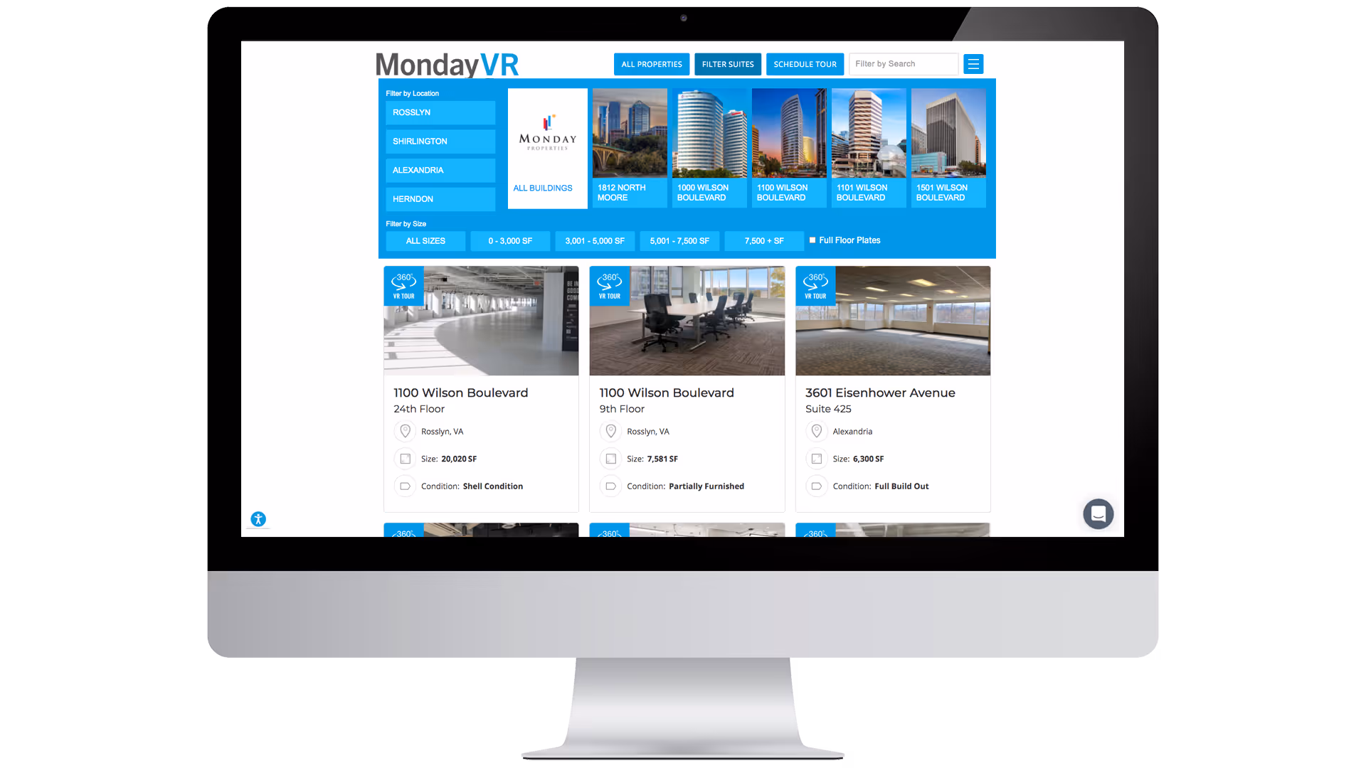 MondayVR interactive floor plan view with selectable office spaces