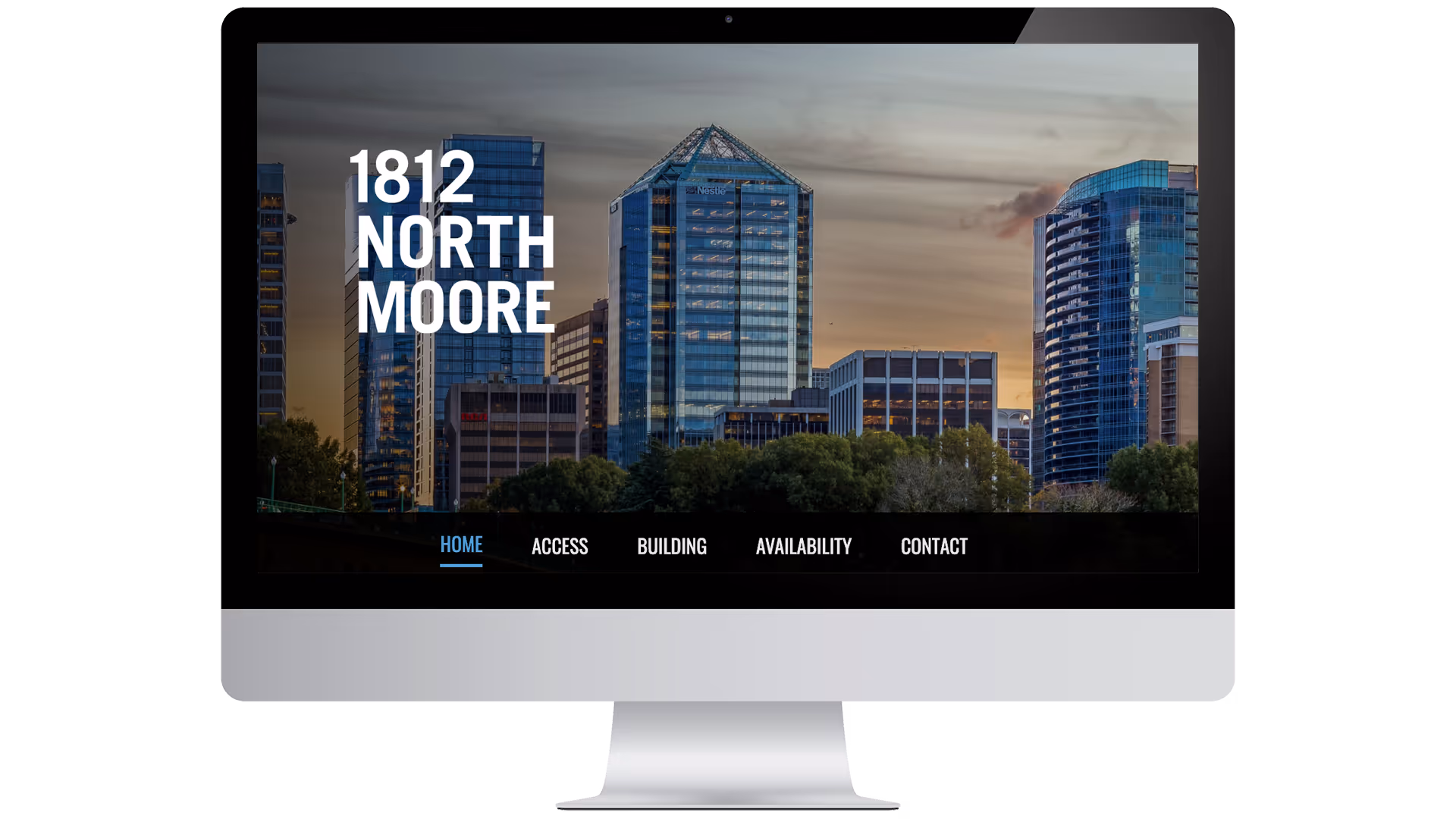 1812 North Moore website homepage showing property features and navigation