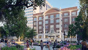Porter Square view of Merrydelle Hotel