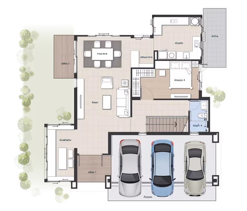 แปลนบ้าน VARIN ชั้น 1 (โครงการปริญญ์ สาทร–ราชพฤกษ์) | บ้าน สาทร ราชพฤกษ์