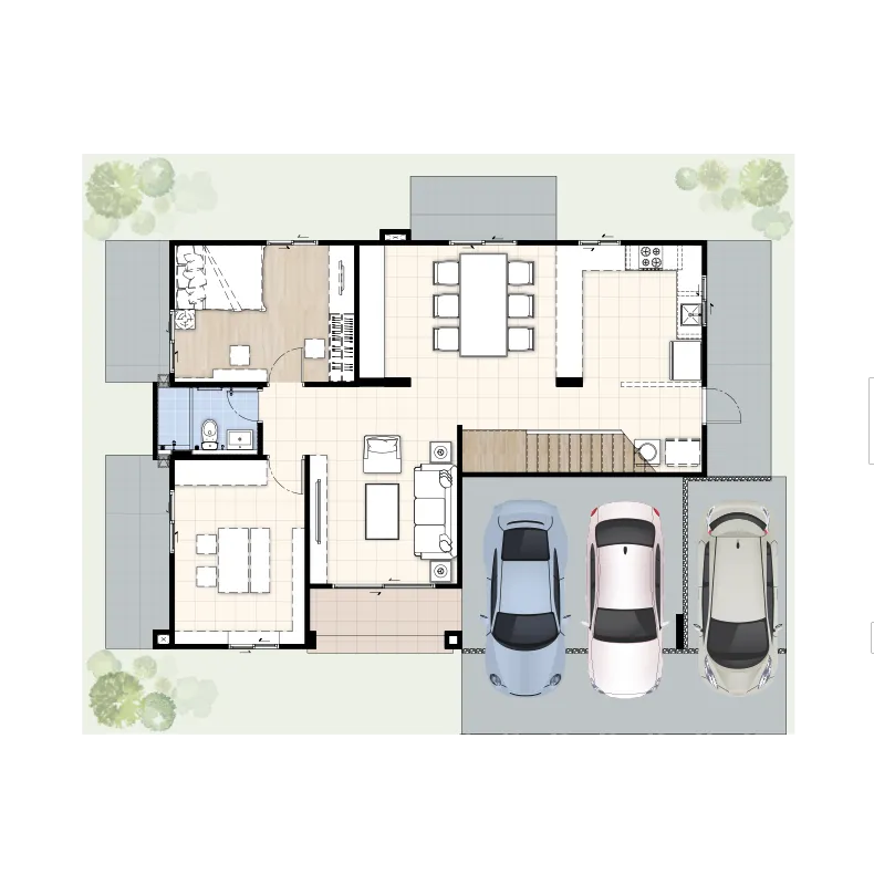 1ห้องนอน 1ห้องน้ำ 1ห้องรับแขก 2ที่จอดรถ