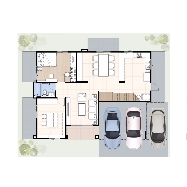 1ห้องนอน 1ห้องน้ำ 1ห้องรับแขก 2ที่จอดรถ