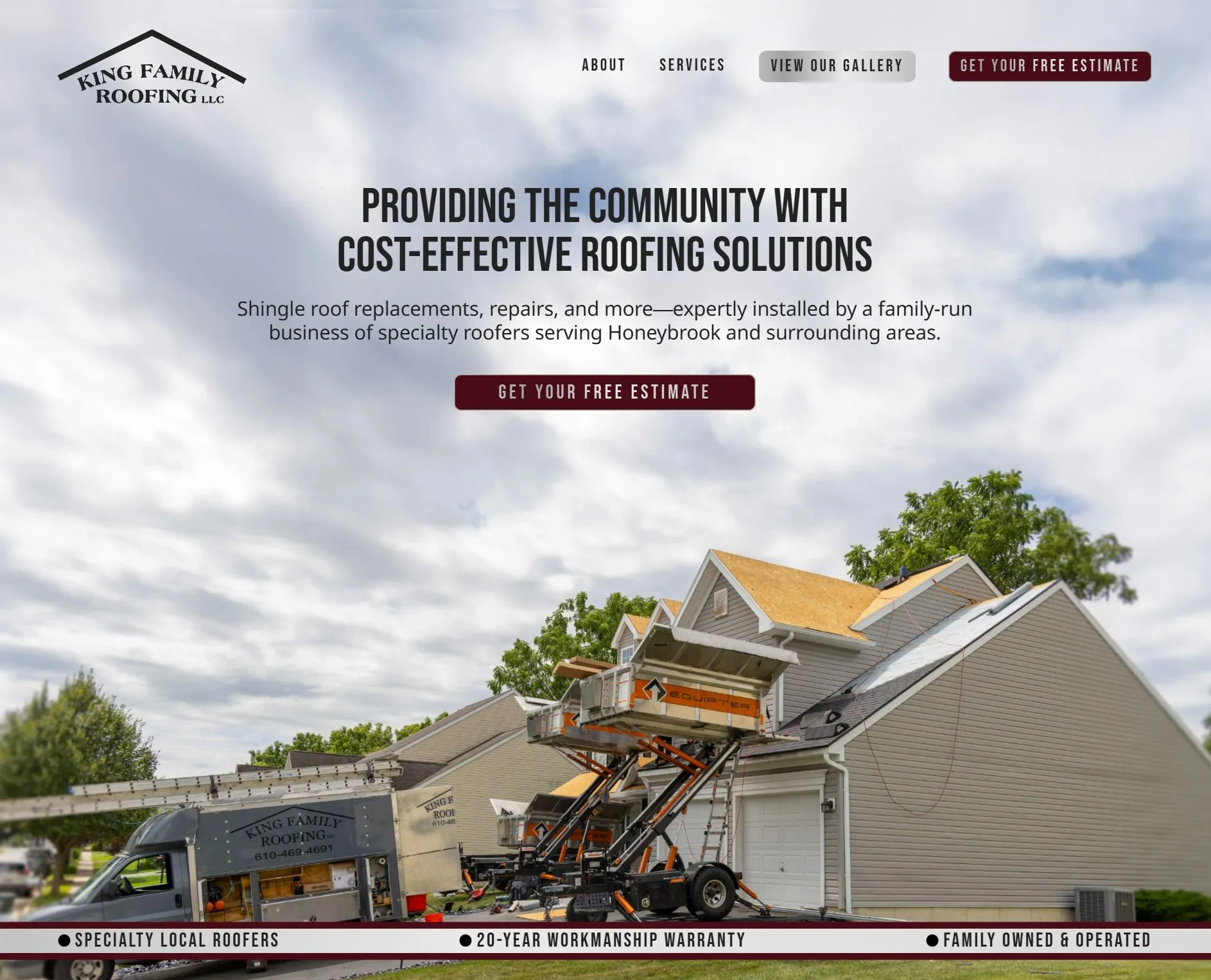 New custom website built by Integro Marketing for King Family Roofing