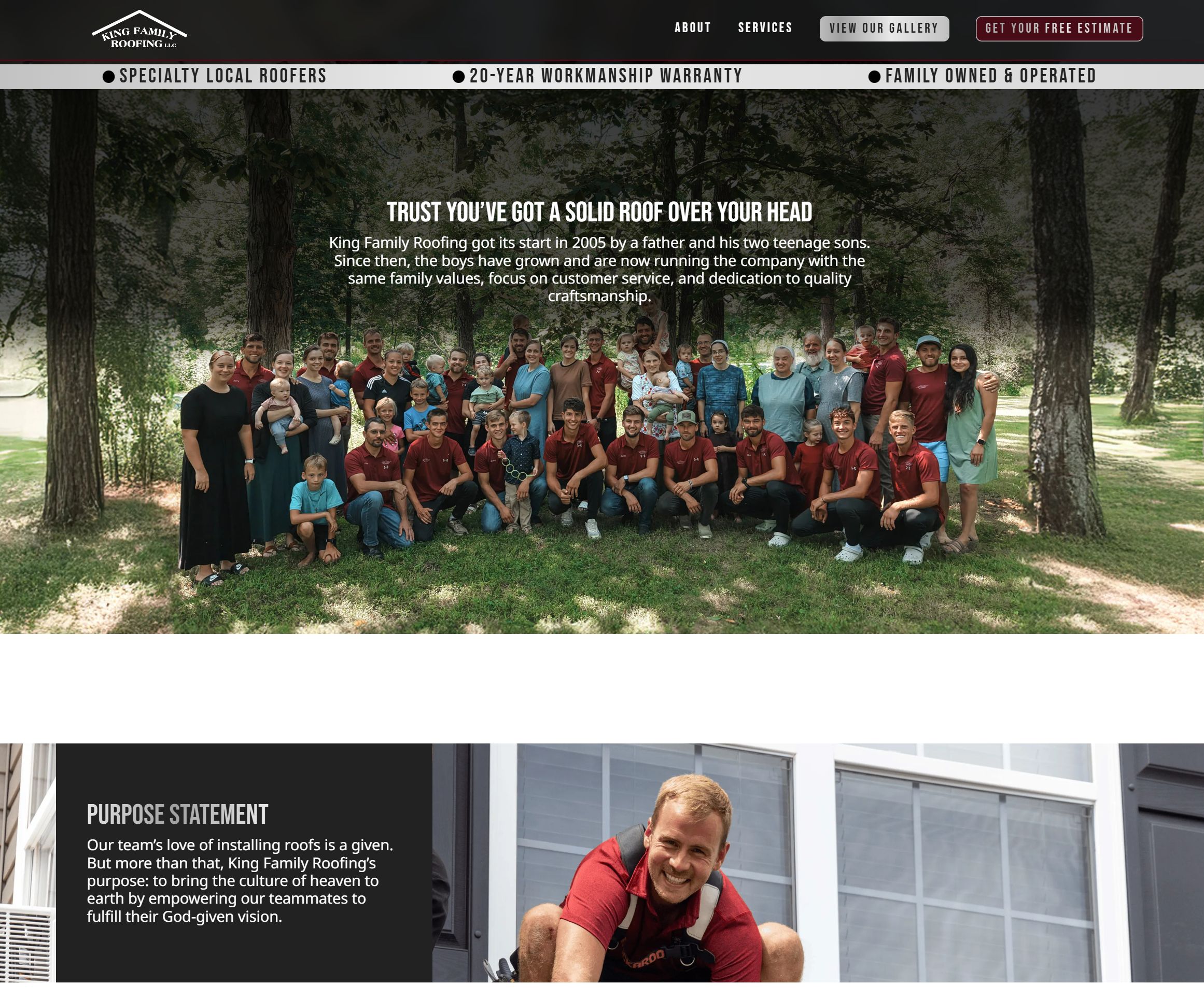 New custom website built by Integro Marketing for King Family Roofing