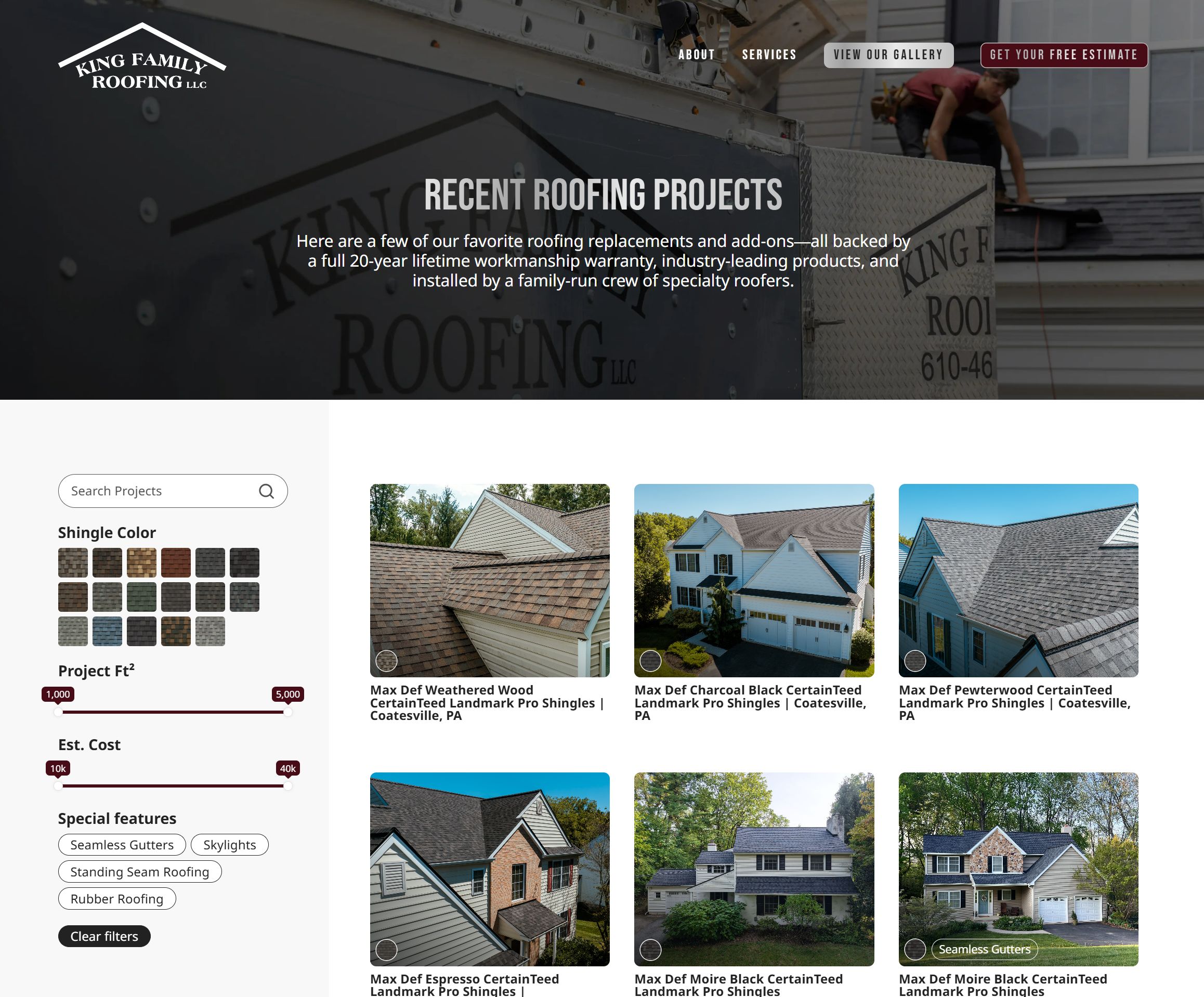 New custom website built by Integro Marketing for King Family Roofing