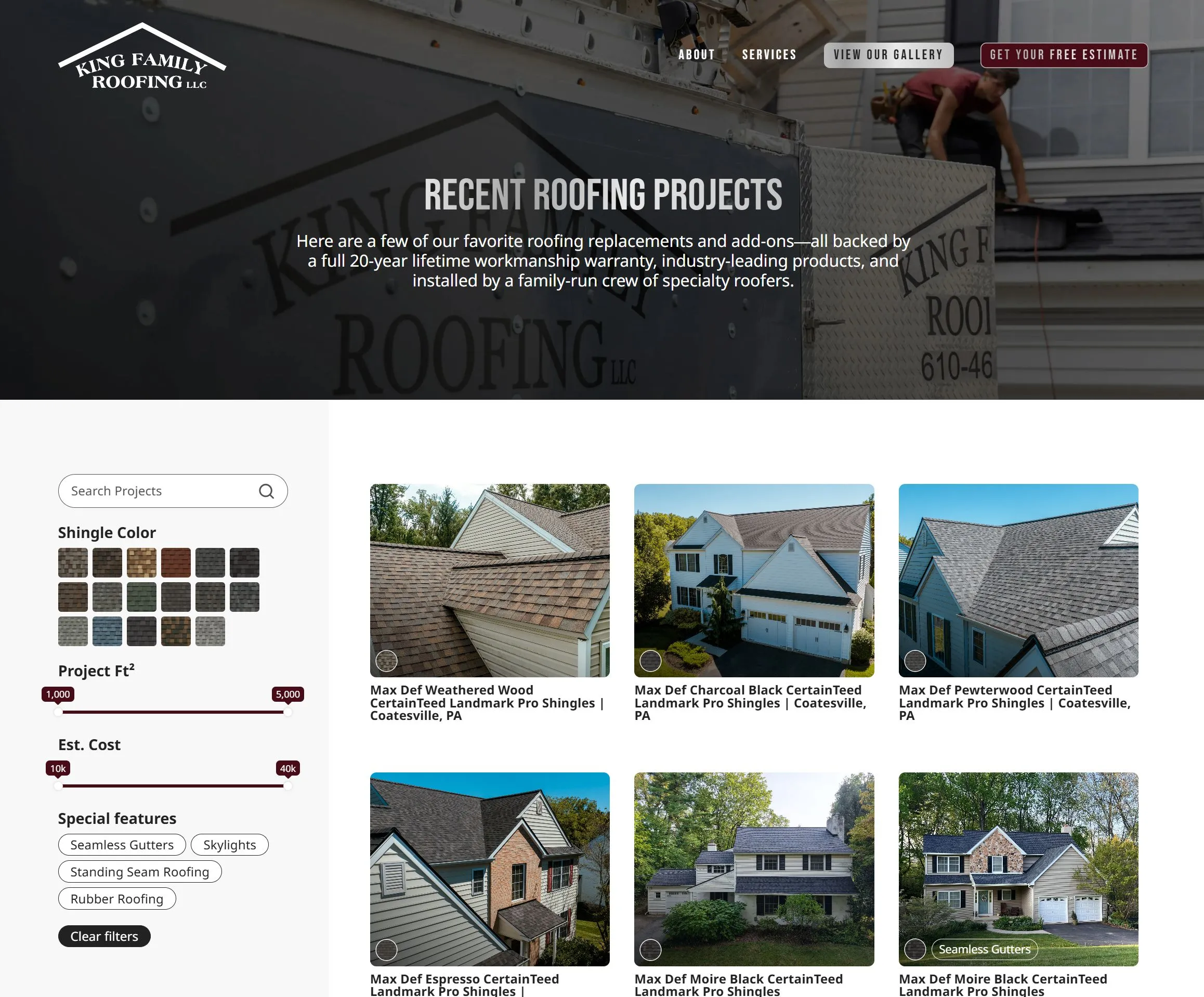 New custom website built by Integro Marketing for King Family Roofing