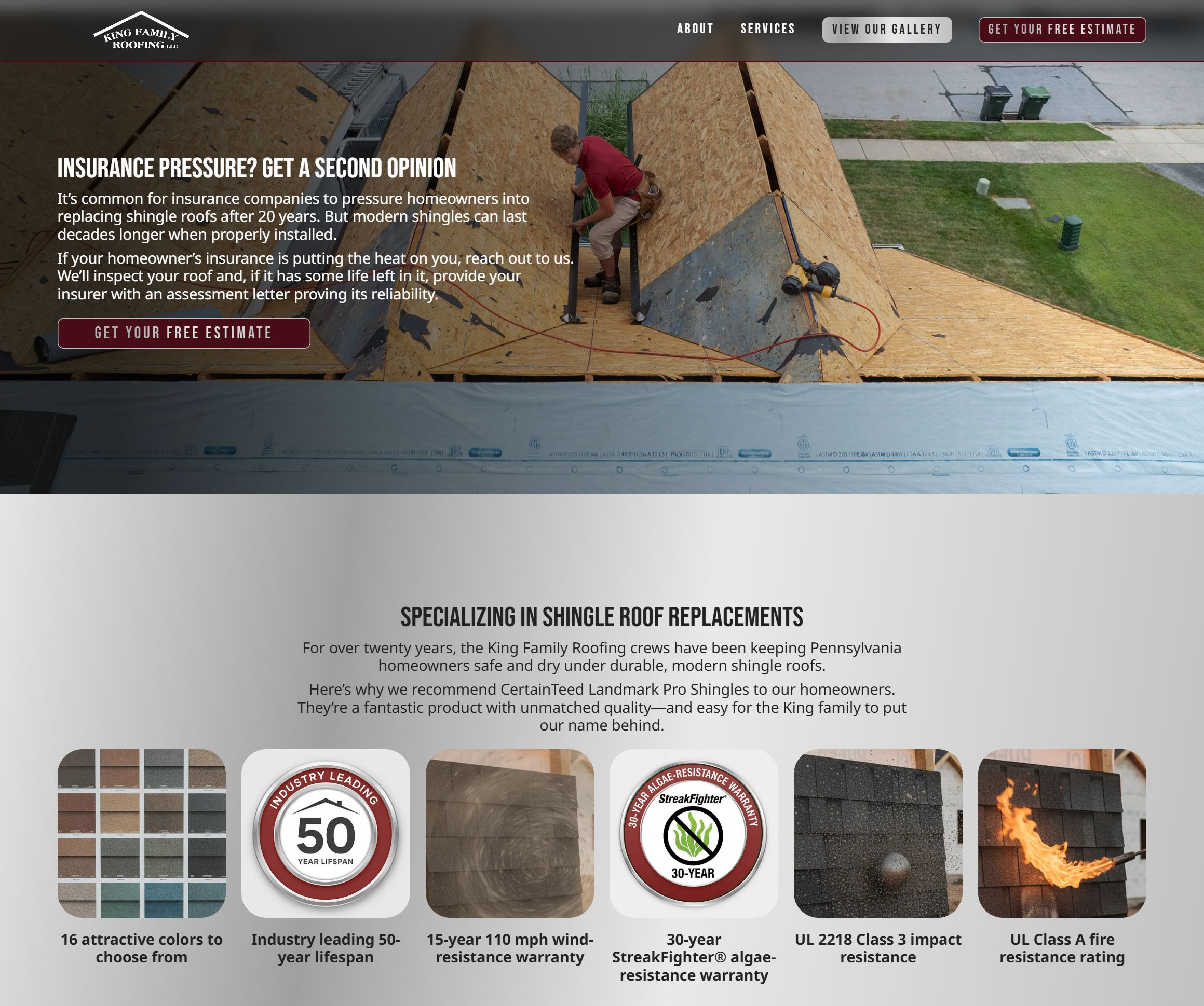 New custom website built by Integro Marketing for King Family Roofing