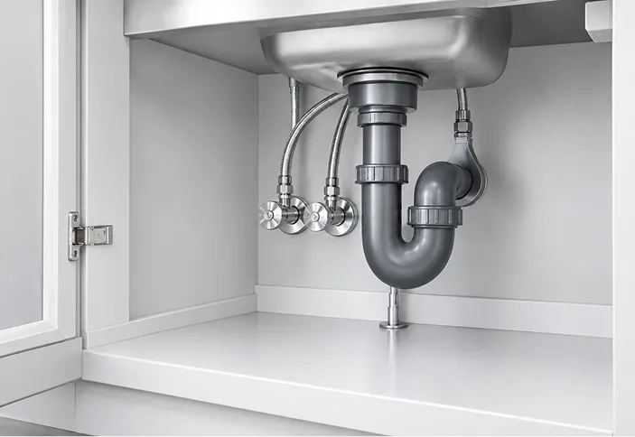 Example leak sensor placement: under sinks