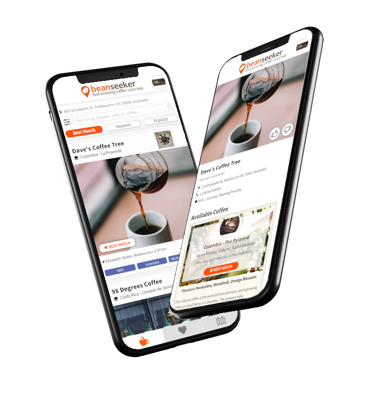 Beanseeker app screenshots