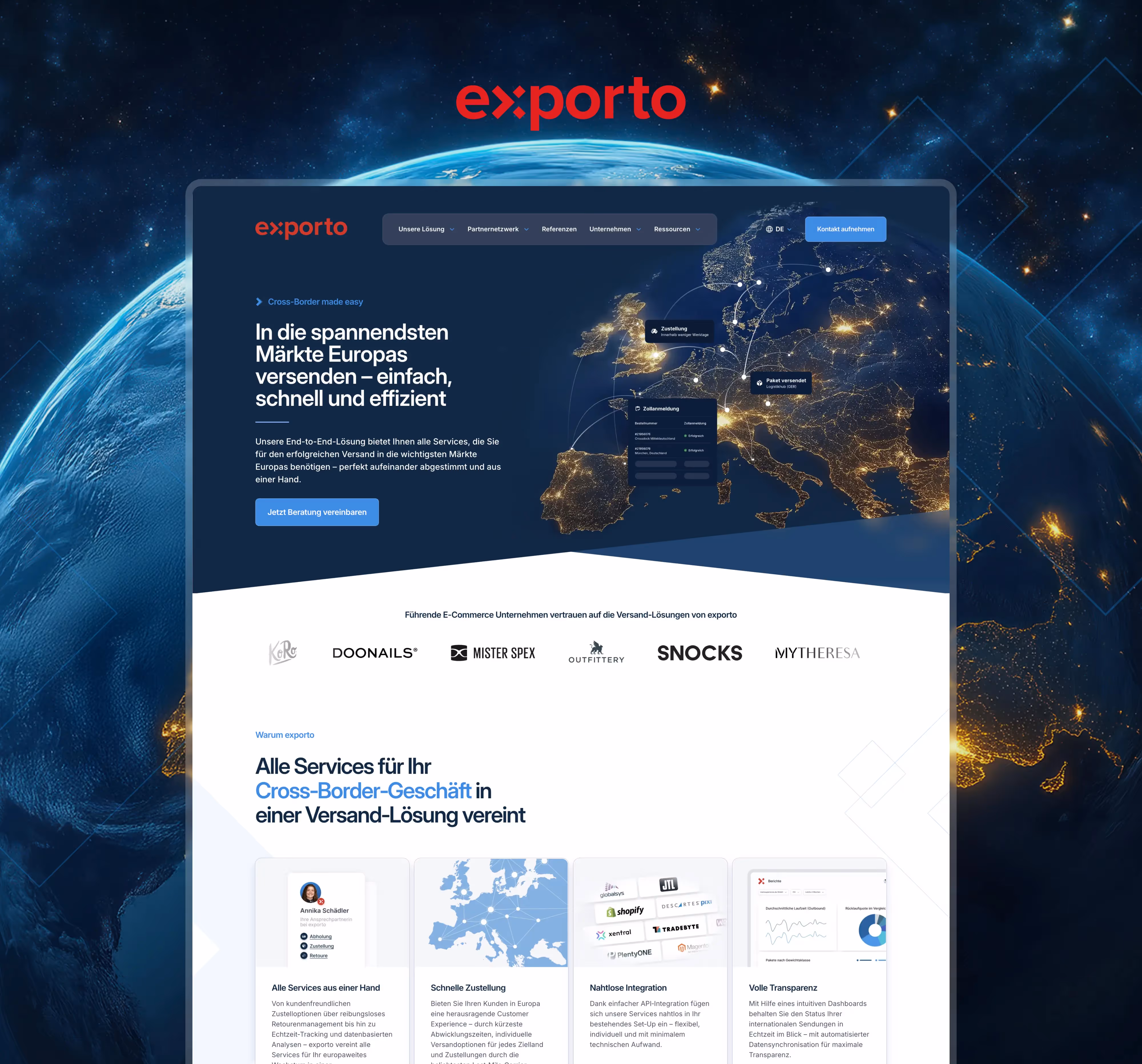 Modern website for Europe's leading cross-border solution exporto