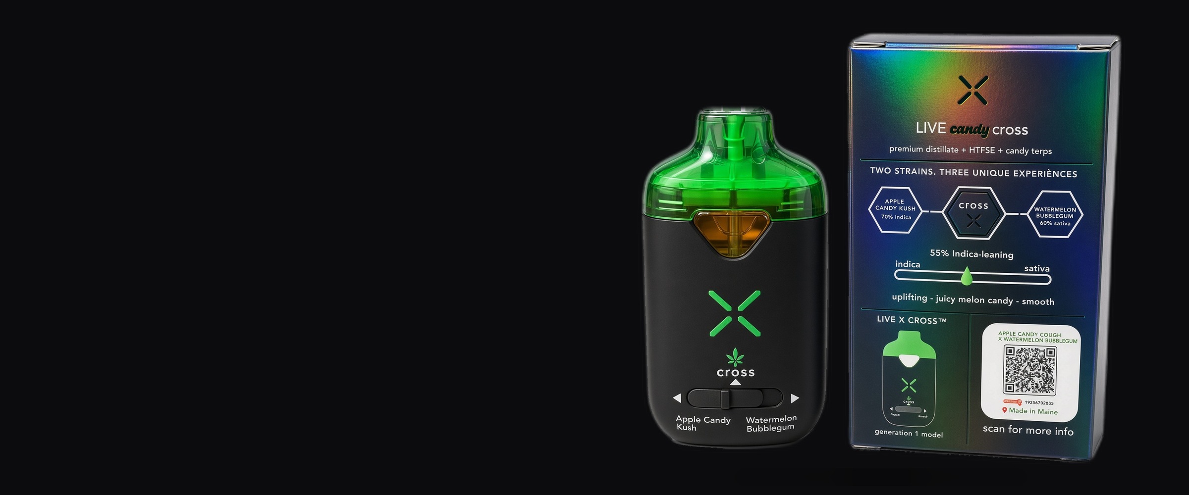 LIVE X CROSS dual-tank vaporizer with its retail box