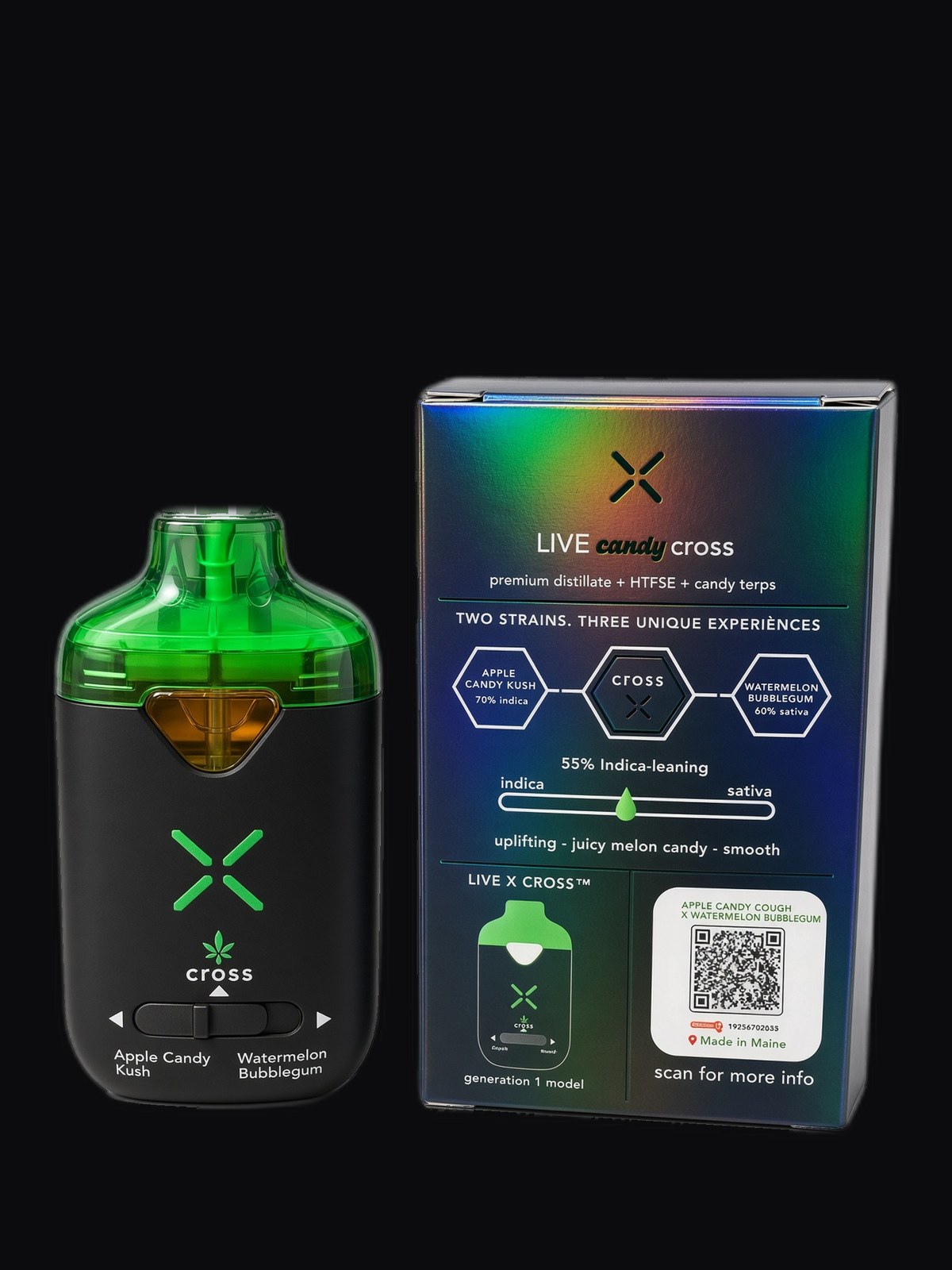LIVE X CROSS dual-tank vaporizer with its retail box