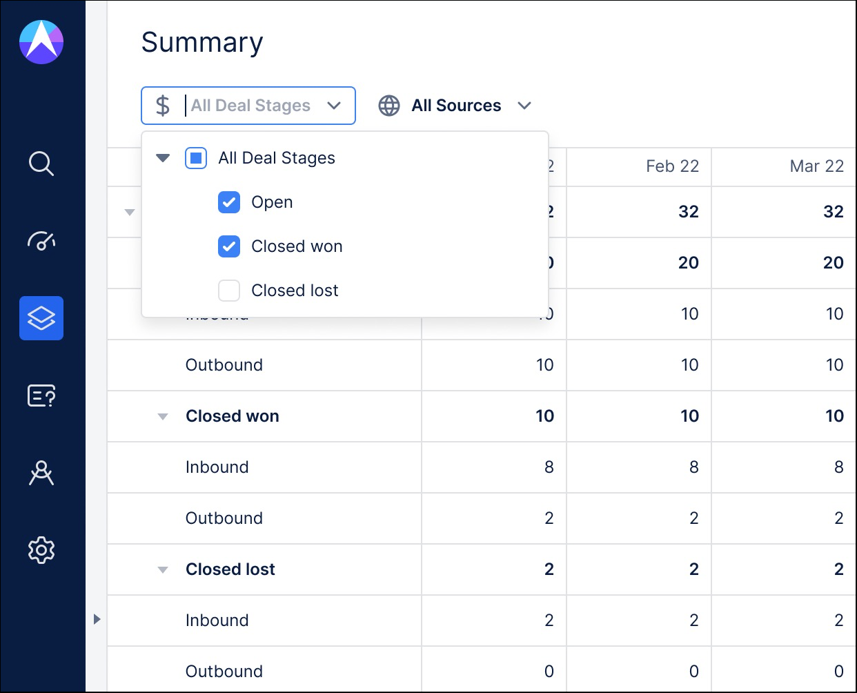 Screenshot showing how you can deselect the dimensions that you want to filter out in the Drivetrain view.  