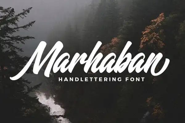 Marhaban elegant hand-painted script font with flowing strokes