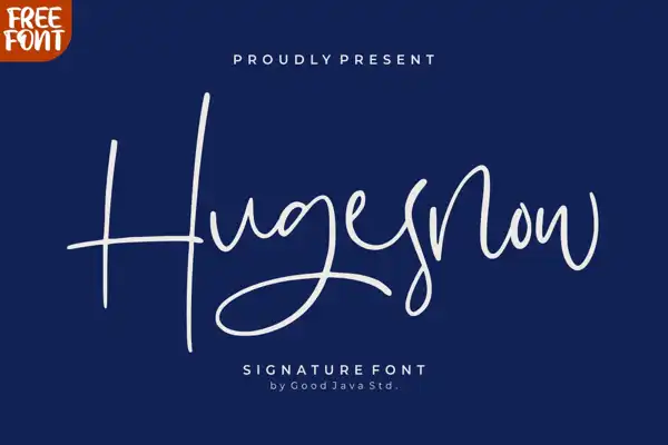 Hugesnow thin signature font with delicate handwritten strokes