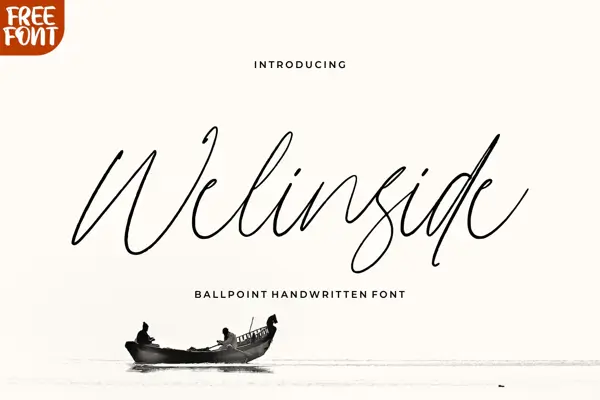Welinside realistic signature font with pen-style handwriting