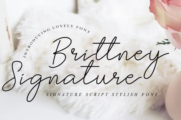 Brittney Signature light script font with playful handwritten feel