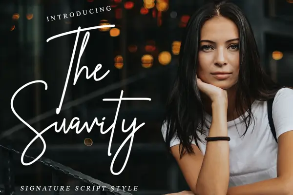 The Suavity elegant signature font with tall refined letters